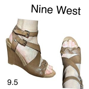 Nine West Brown Wedge Sandals size 9.5